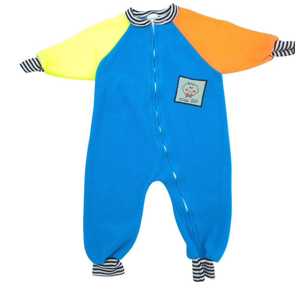 Vintage Health-tex Fleece Sleeper Colorblock Kool Kid 90s Size 6-12 Months